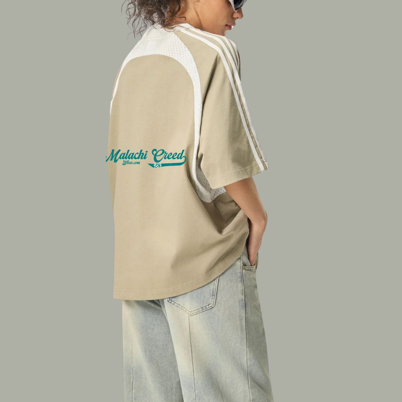 Contrast Stripes Panel Mesh T-shirt