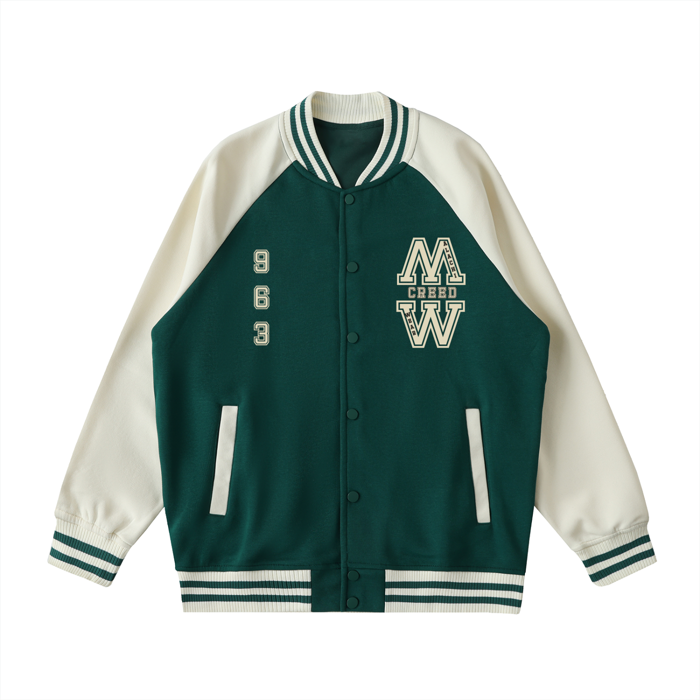 Two Tone Raglan Sleeve Varsity Jacket