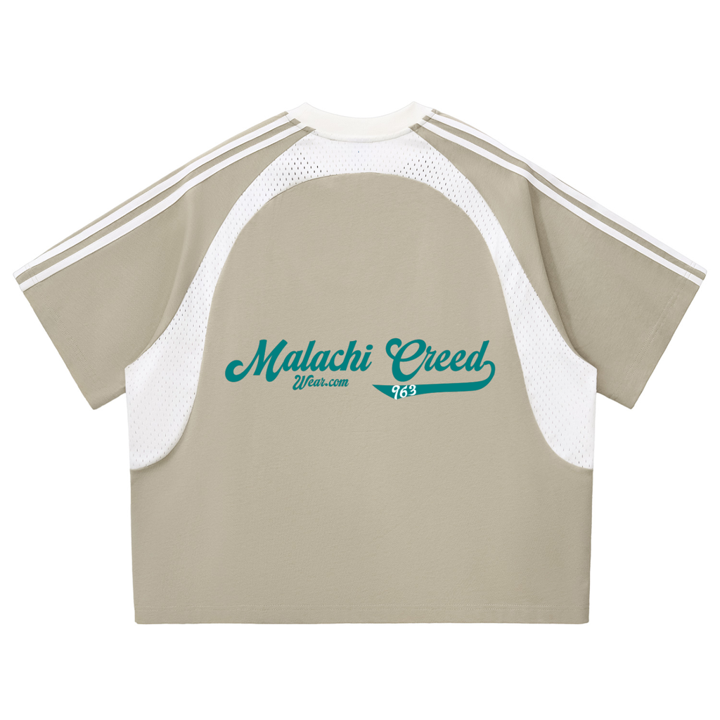 Contrast Stripes Panel Mesh T-shirt