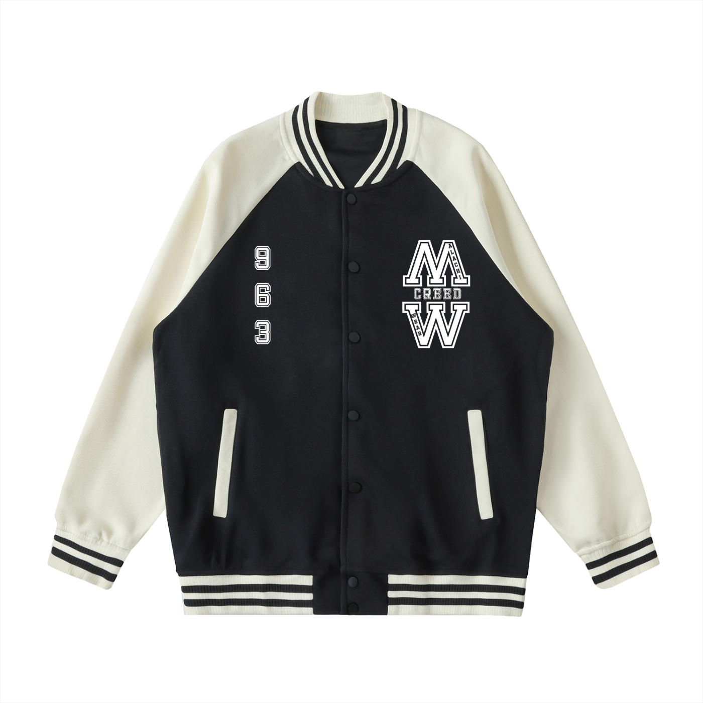 Two Tone Raglan Sleeve Varsity Jacket