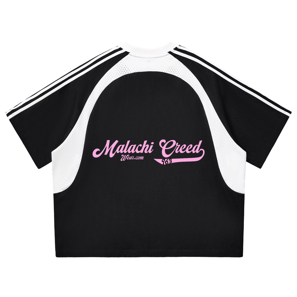 Contrast Stripes Panel Mesh T-shirt