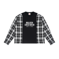 Unisex Plaid Panel Long Sleeve T-Shirt