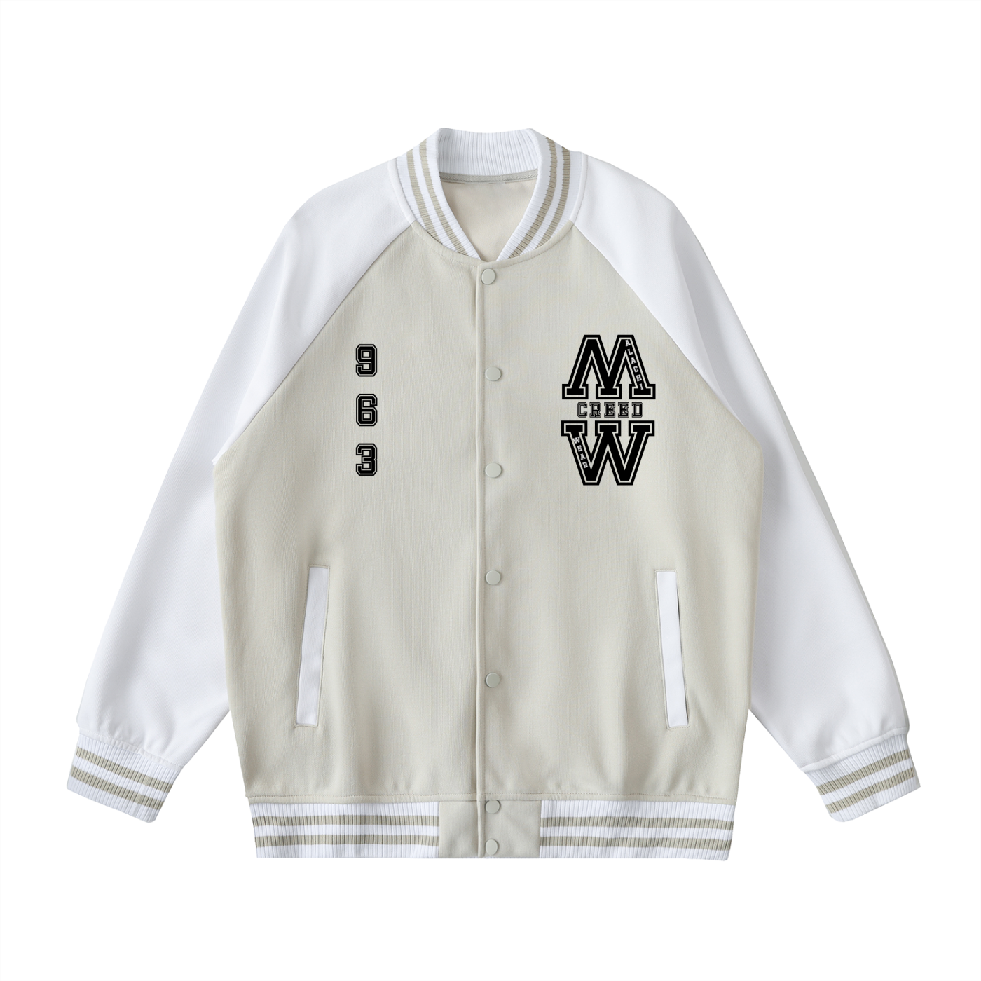 Two Tone Raglan Sleeve Varsity Jacket