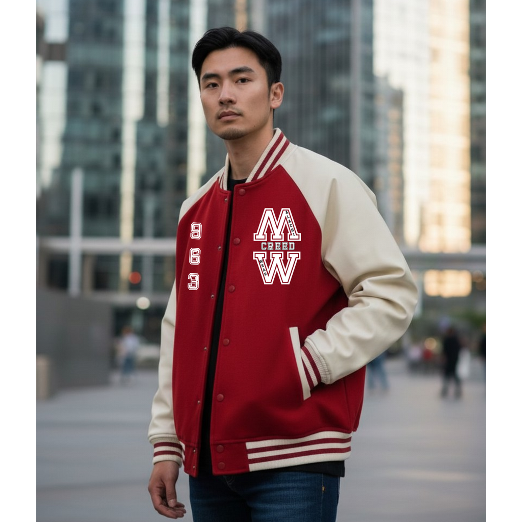 Two Tone Raglan Sleeve Varsity Jacket