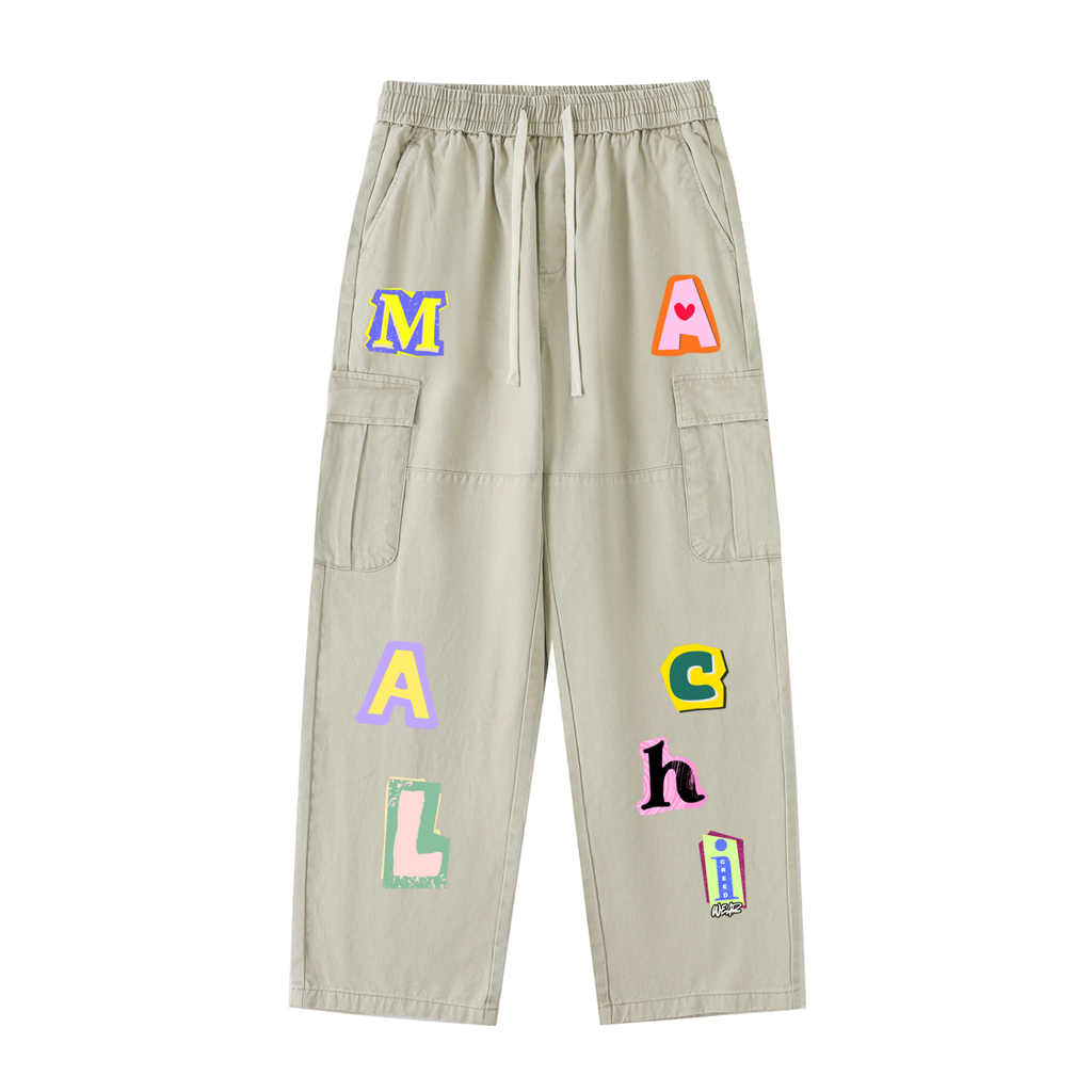 Drawstring Waist Straight-Leg Cargo Pants