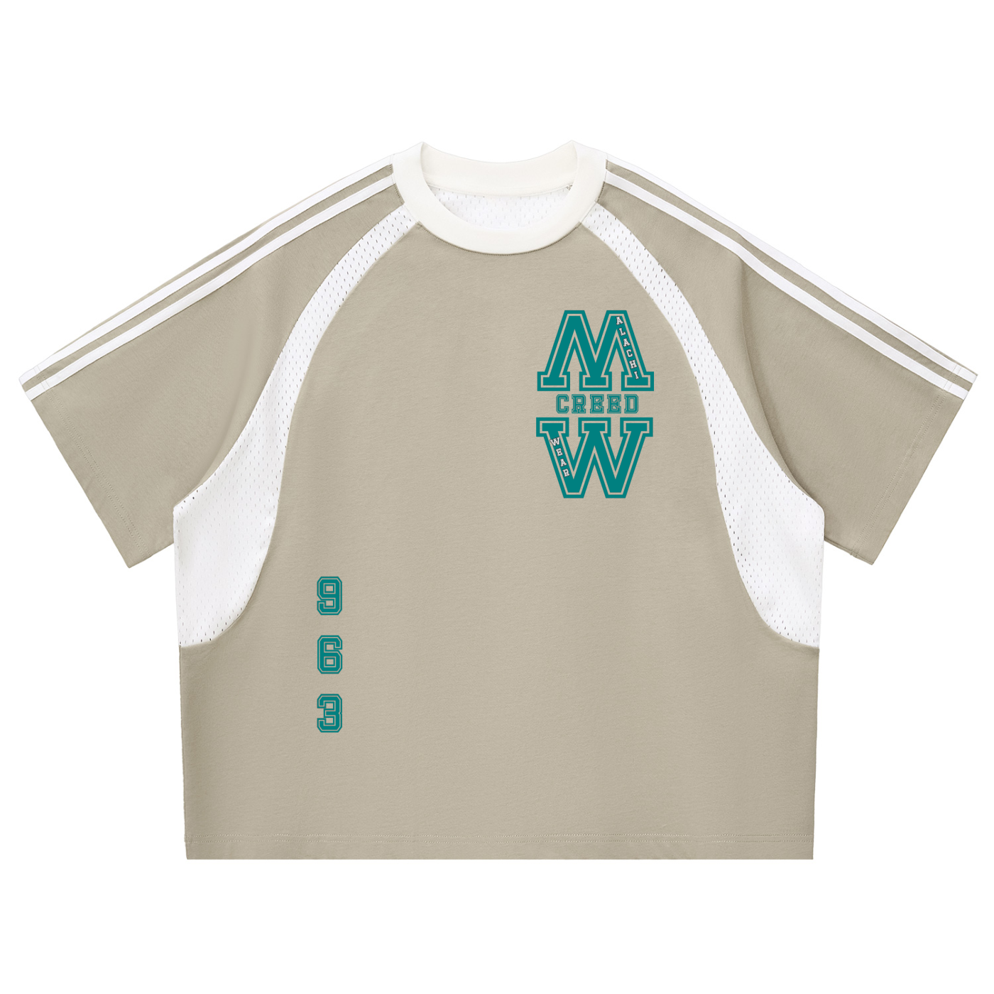 Contrast Stripes Panel Mesh T-shirt