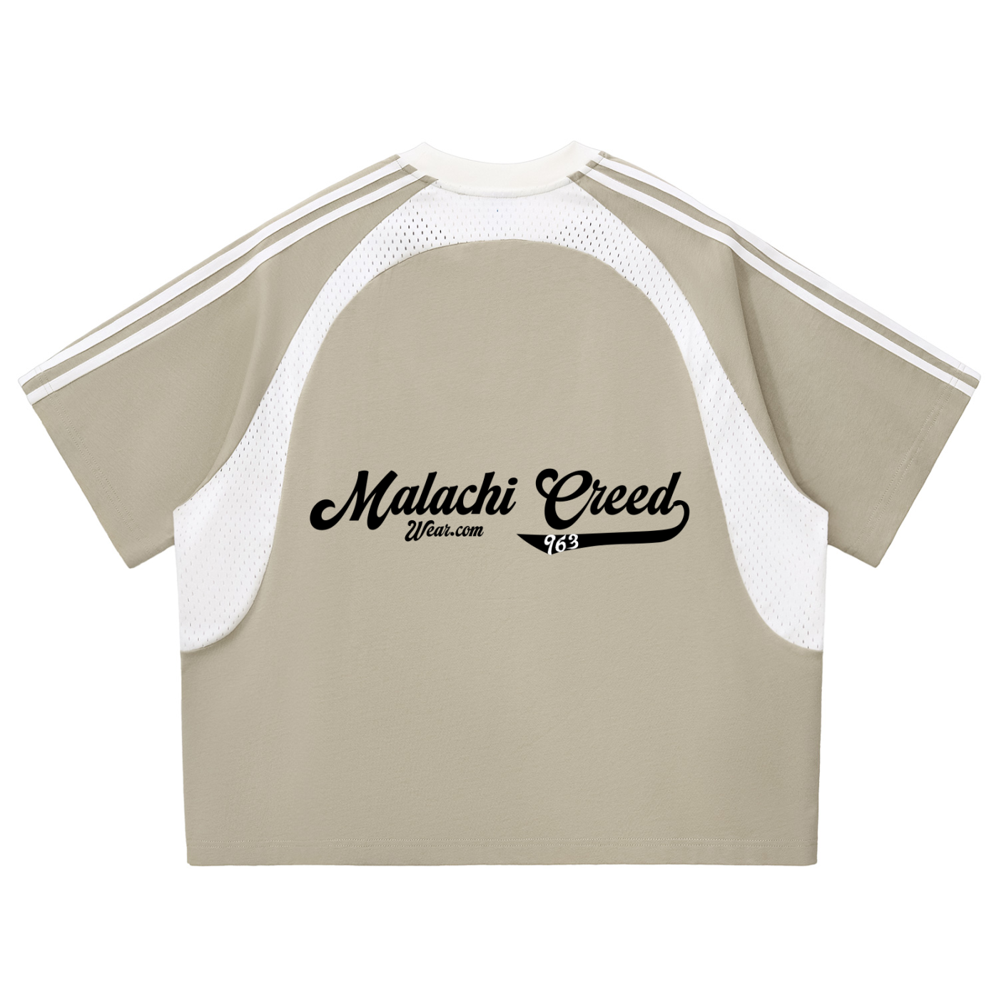 Contrast Stripes Panel Mesh T-shirt