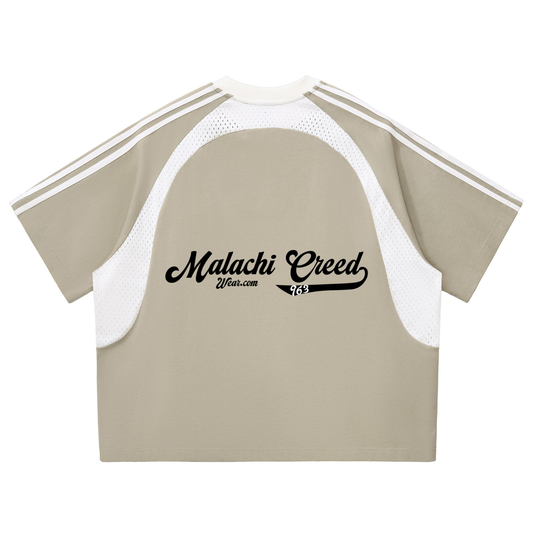 Contrast Stripes Panel Mesh T-shirt