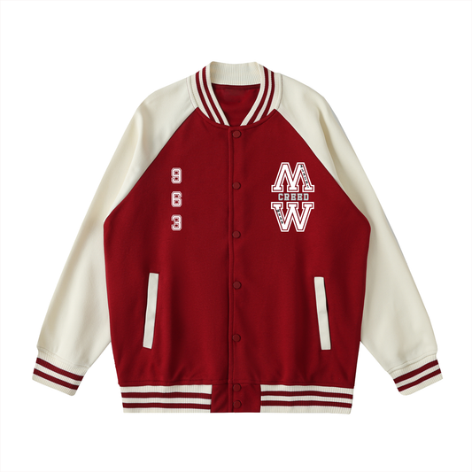 Two Tone Raglan Sleeve Varsity Jacket