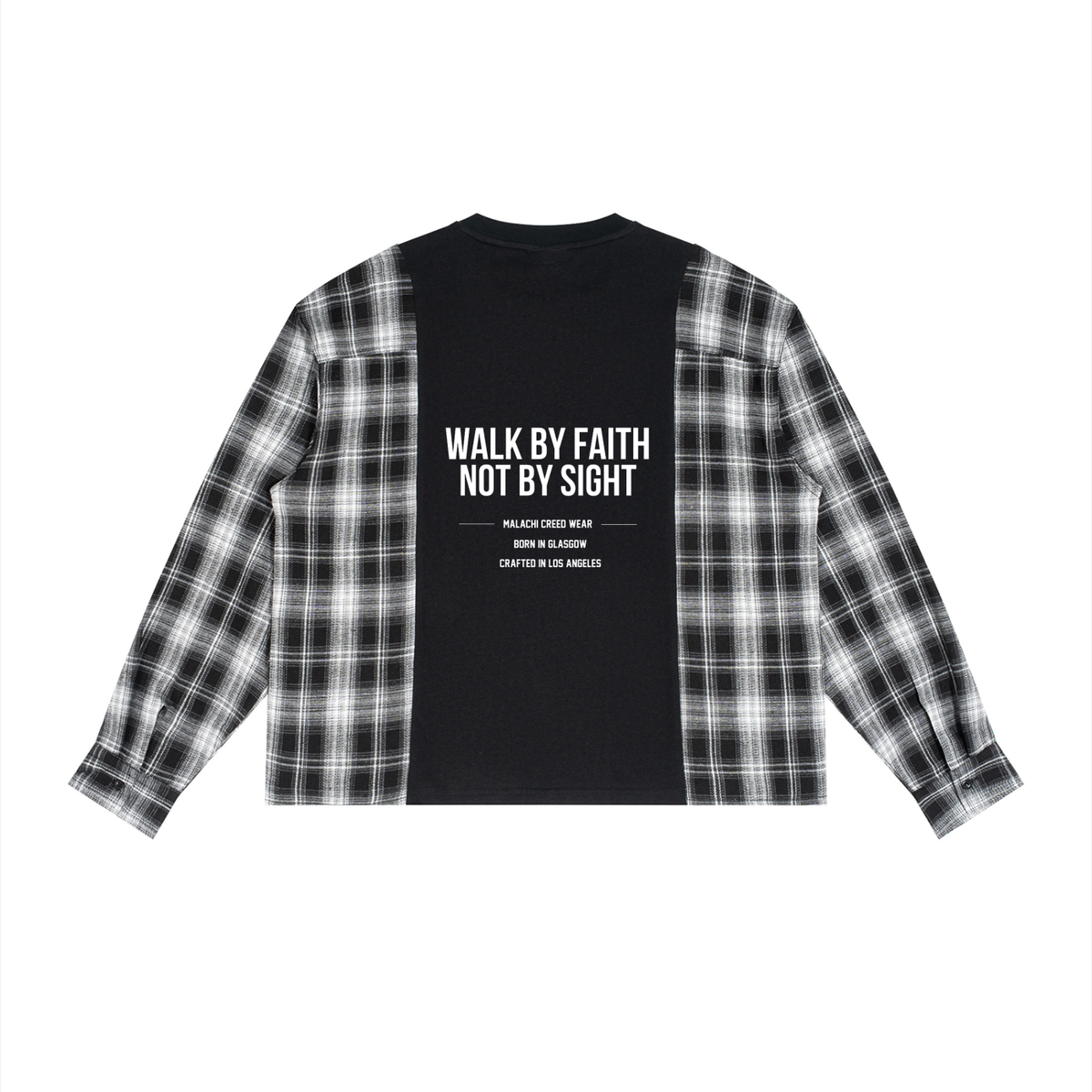 Unisex Plaid Panel Long Sleeve T-Shirt