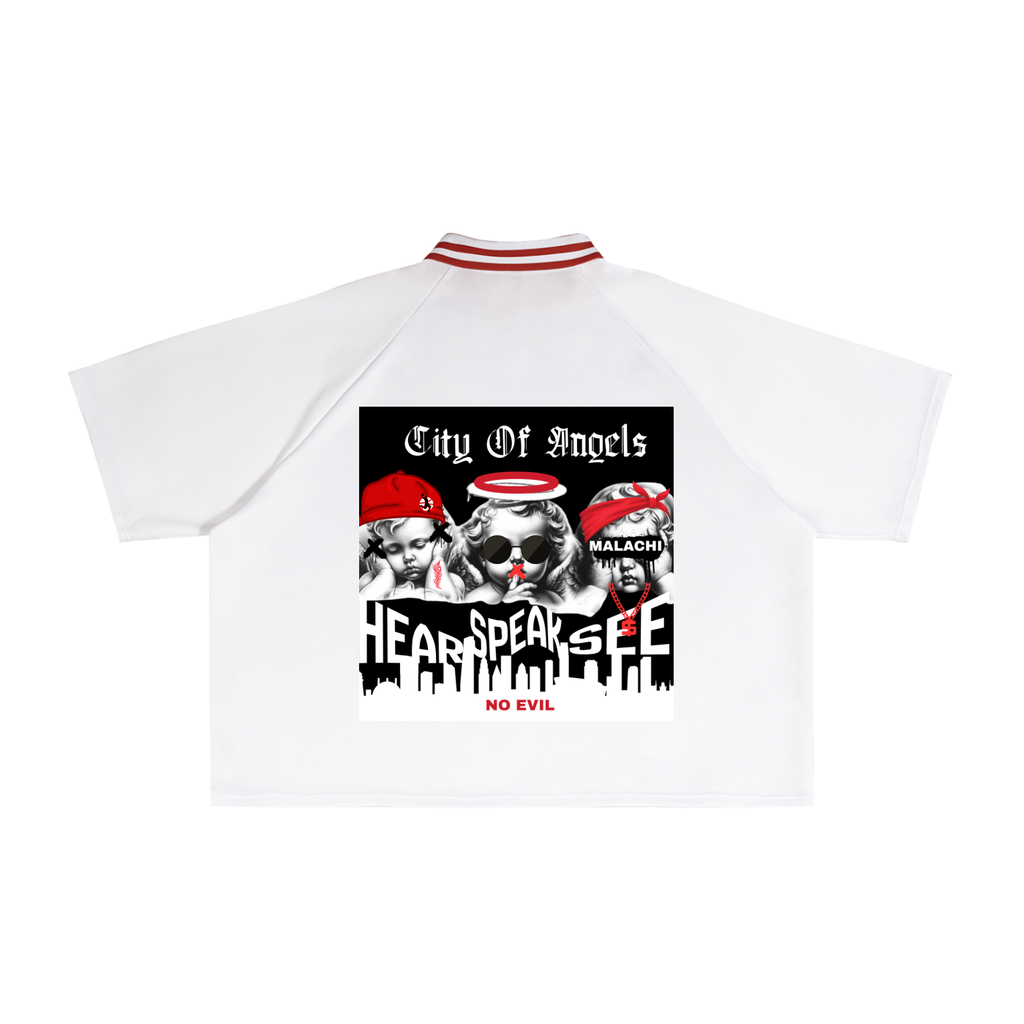 Contrast Lapel Collar Boxy T-Shirt