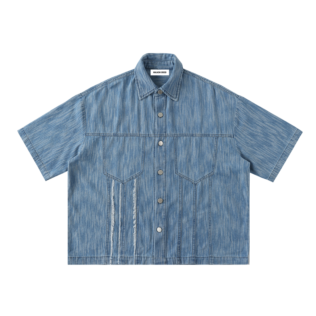 Distressed Wash Short-Sleeve Shirt CALI