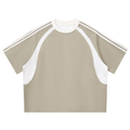 Contrast Stripes Panel Mesh T-shirt