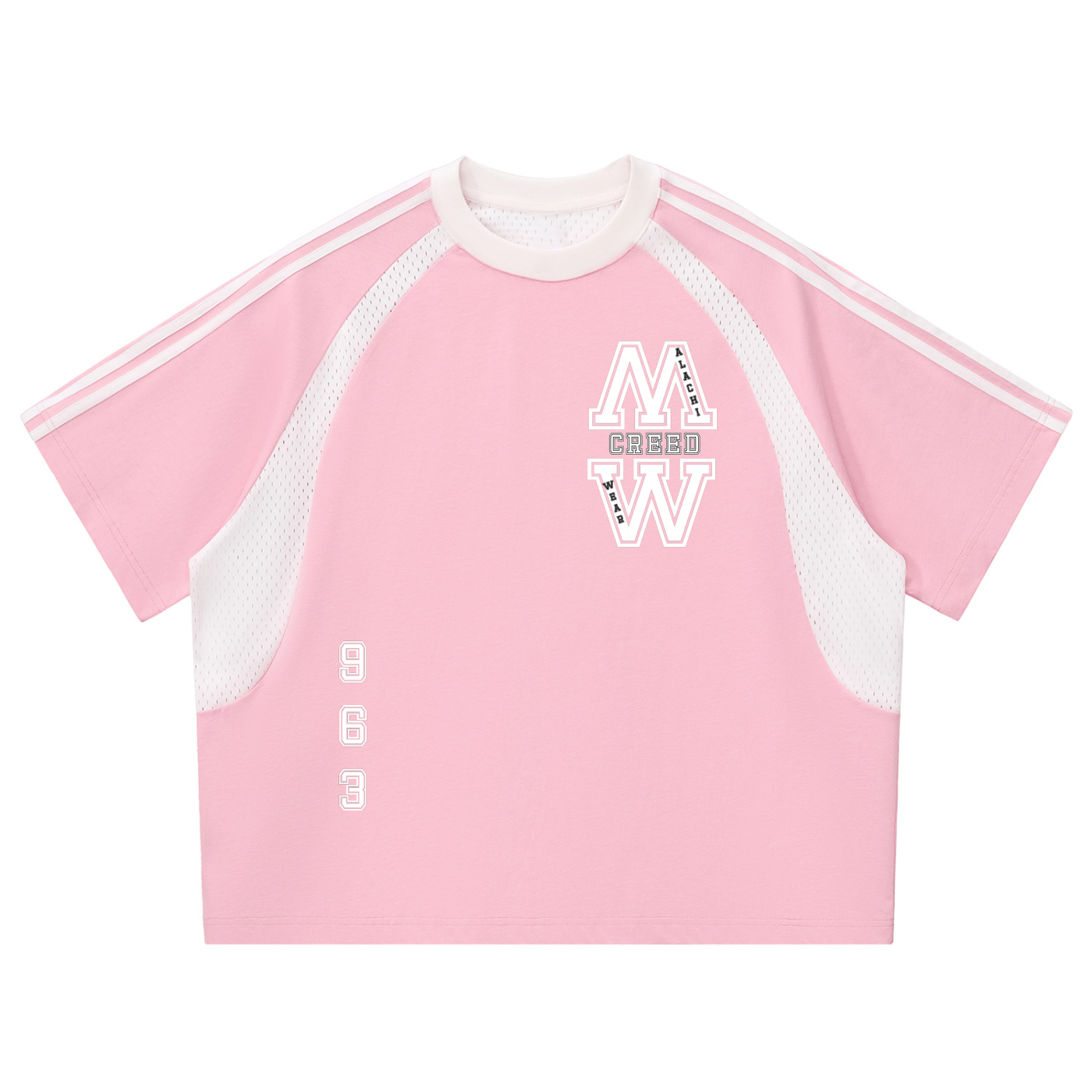 Contrast Stripes Panel Mesh T-shirt