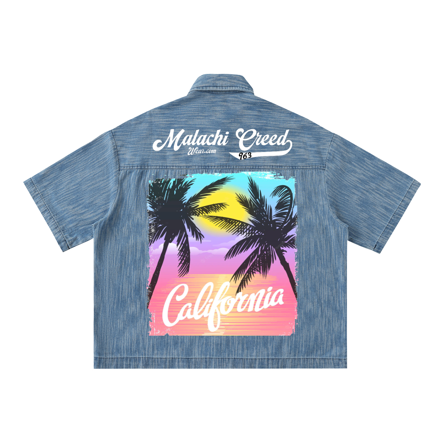 Distressed Wash Short-Sleeve Shirt CALI