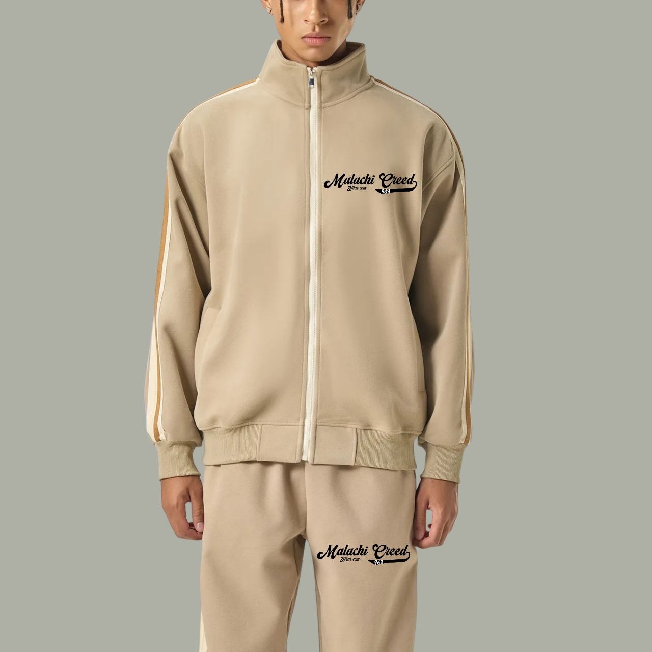 Contrast Side-Stripe Stand Collar Jacket