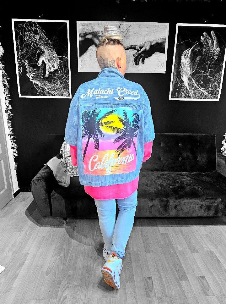 Distressed Wash Short-Sleeve Shirt CALI