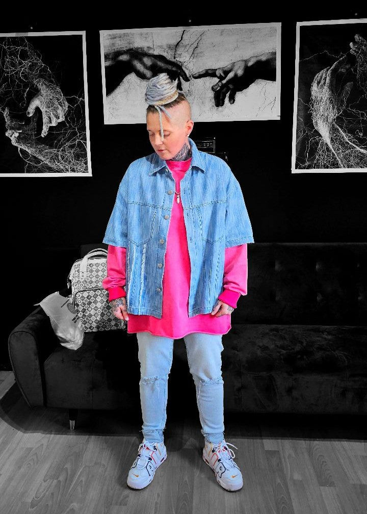 Distressed Wash Short-Sleeve Shirt CALI