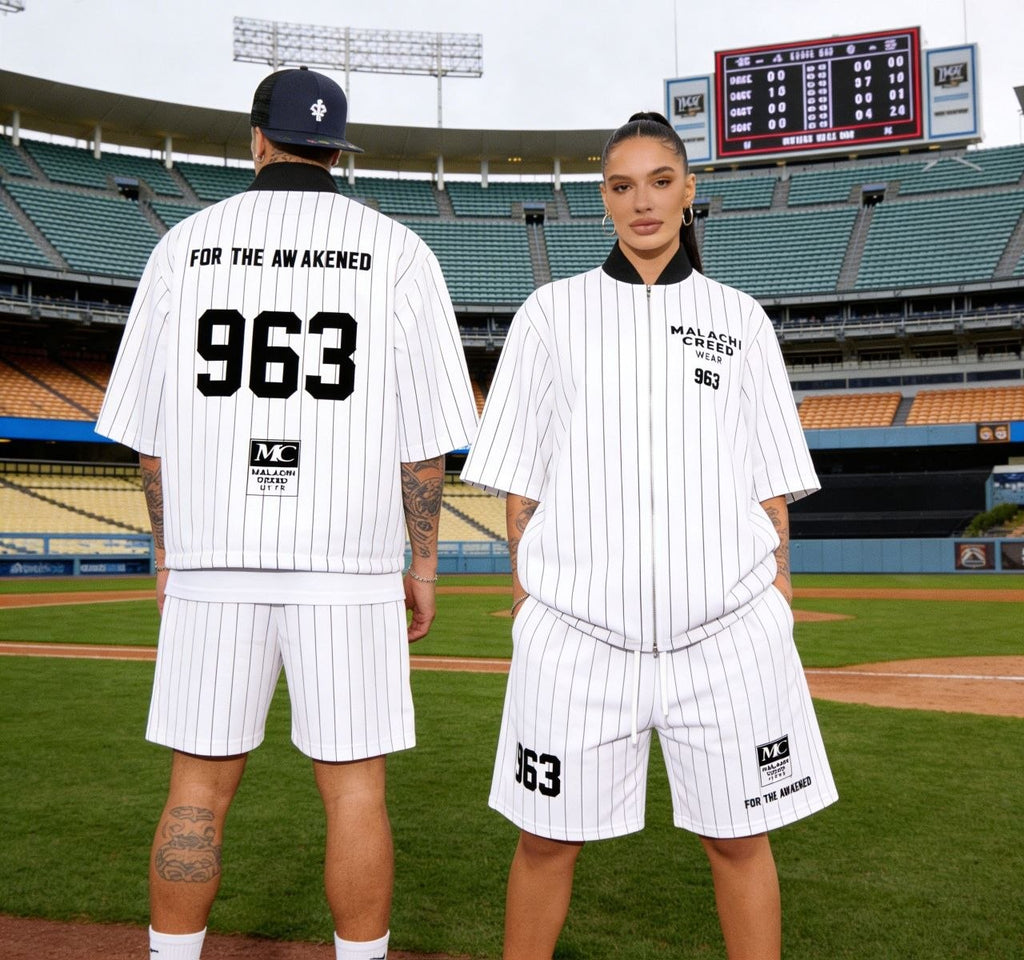 Unisex Striped Full-Zip Baseball Jersey